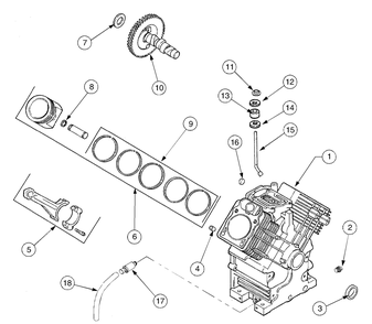 Crankcase Diagram and Parts List for GT2544 K015-Before-13A2D7L710 Cub Cadet Lawn Tractor